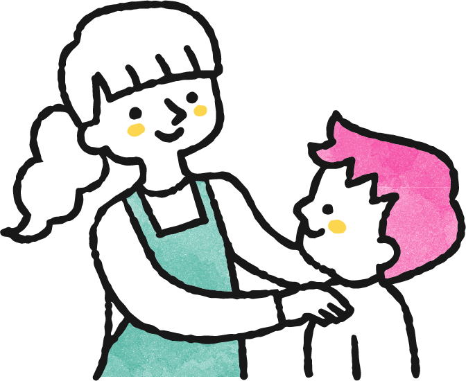 保育士と園児のイラスト