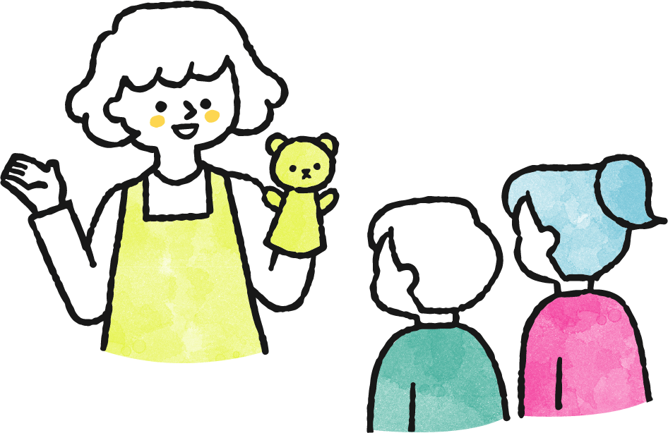 保育士と園児のイラスト